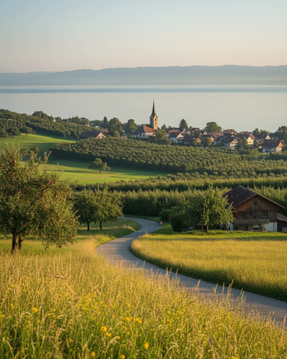 Freistehendes Einfamilienhaus mit Apfelbäumen im Vorgarten in einer Thurgauer Gemeinde